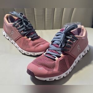 On Running Women's Athletic Shoes in Pink and Gray
